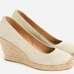 J. Crew Seville Espadrille Wedges in Metallic Canvas 11W / 12M